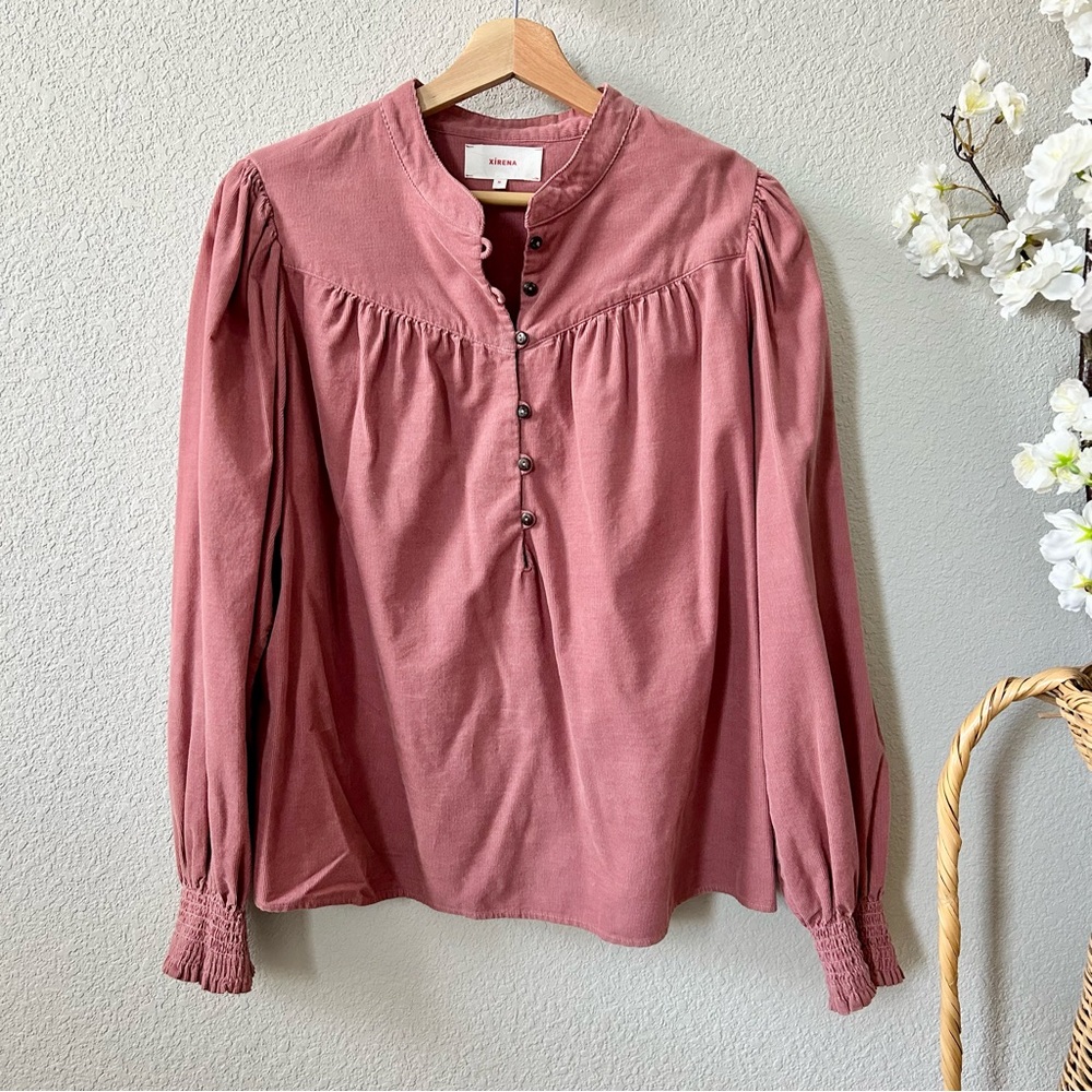 Xirena Emilia Shirt Rose Cord Size Medium Corduroy Long Sleeve Pink